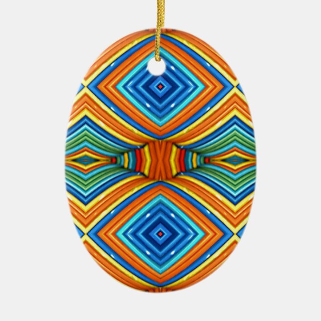 Colorful Modern Southwest Pattern Ceramic Ornament (Front)