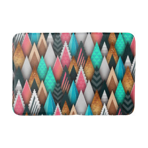 Colorful Modern Southwestern Aztec Teal Pink Brown Bath Mat