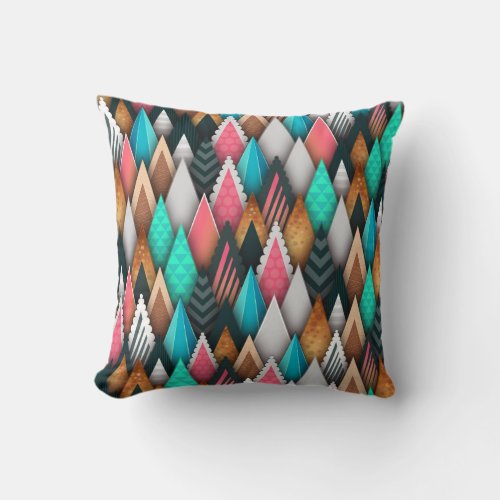Colorful Modern Southwestern Aztec Teal Pink Brown Throw Pillow