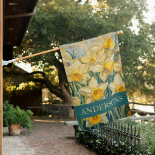 Colorful Modern Spring Floral House Flag