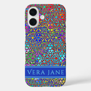 Colorful Modern Stained Glass Art Ribbon Frame iPhone 16 Case