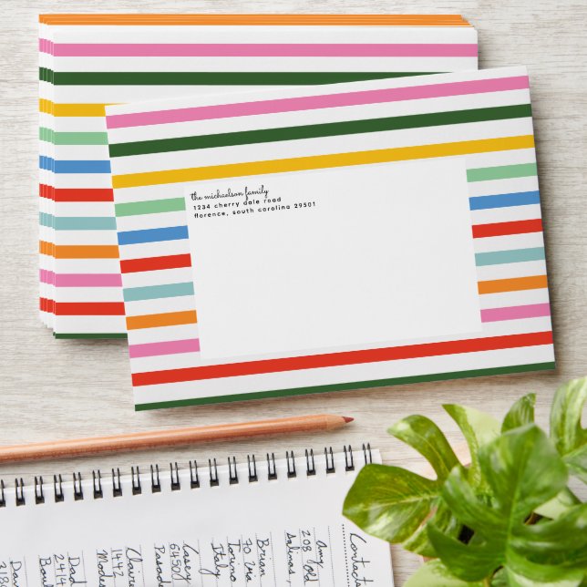 Colorful Modern Stripe Fun Mail Envelope (Stacked)