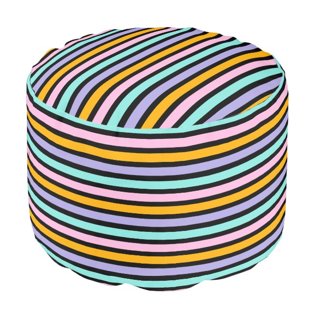 Colorful Modern Striped Pattern  Pouf (Angled Front)
