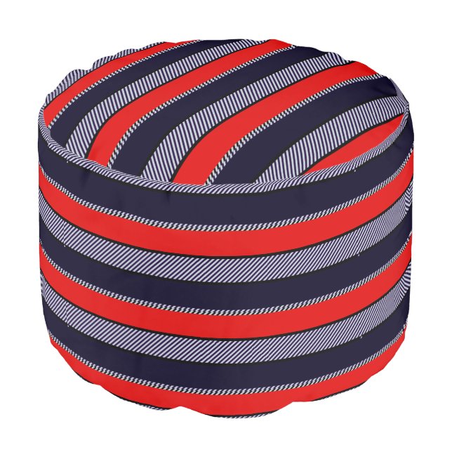 Colorful Modern Striped Pattern  Pouf (Angled Front)