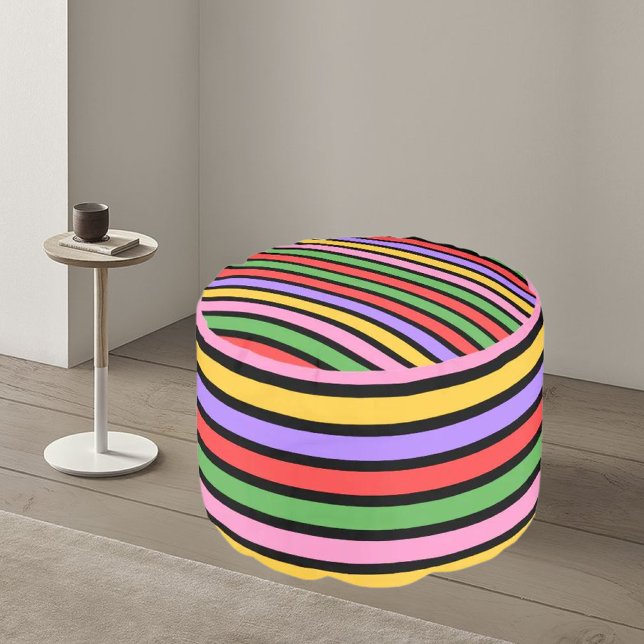 Colorful Modern Striped Pattern           Pouf (Creator Uploaded)