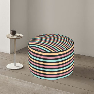 Colorful Modern Striped Pattern Pouf