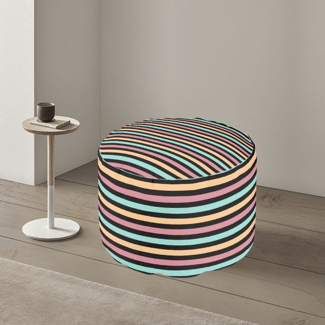 Colorful Modern Striped Pattern           Pouf (Creator Uploaded)