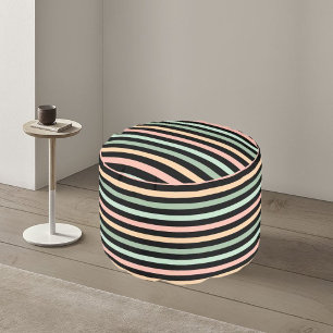 Colorful Modern Striped Pattern Pouf