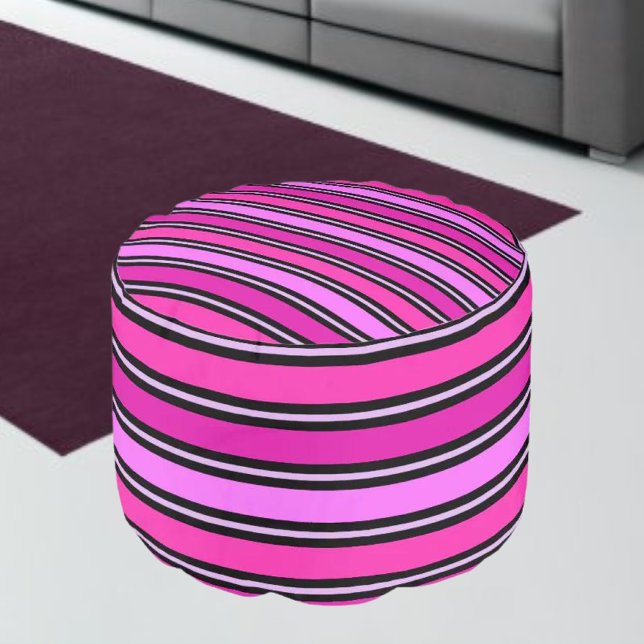 Colorful Modern Striped Pattern           Pouf (Creator Uploaded)