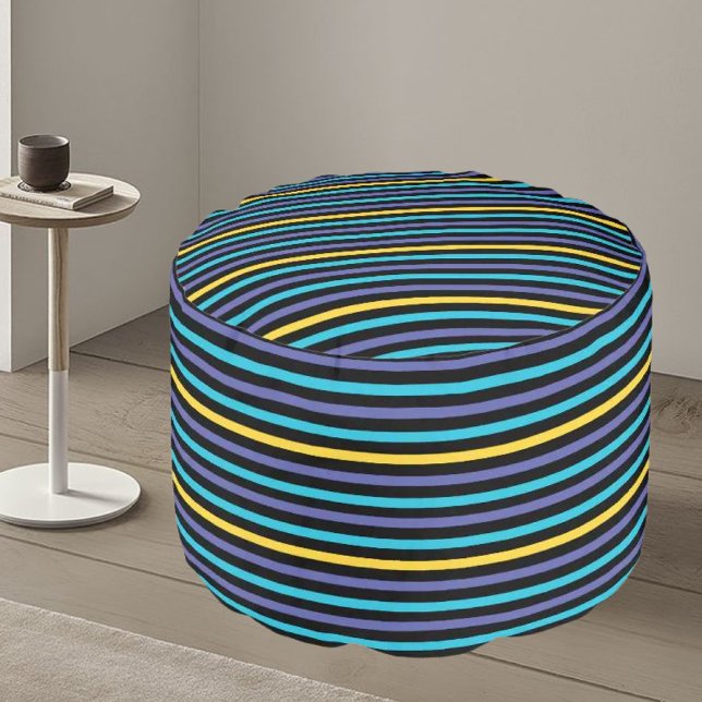 Colorful Modern Striped Pattern  Pouf (Creator Uploaded)