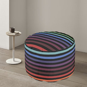 Colorful Modern Striped Pattern Pouf