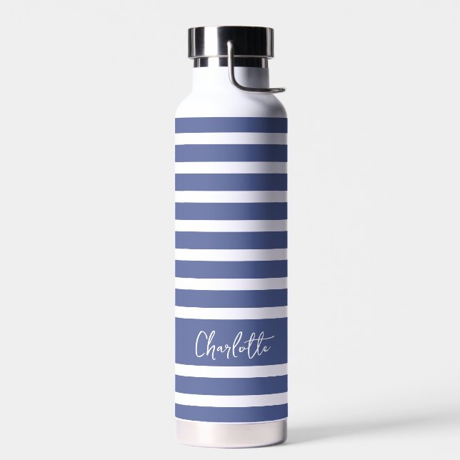 Colorful Modern Stripes Customize Name  Water Bottle (Left)
