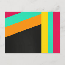 Colorful modern stripes pattern postcard