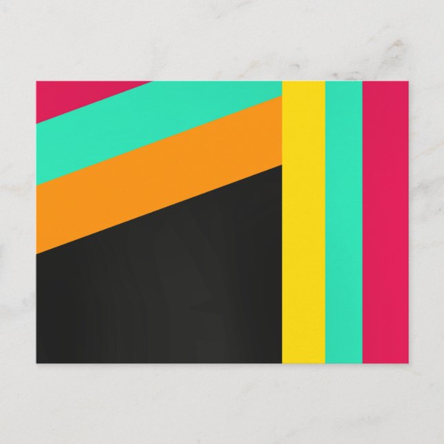 Colorful modern stripes pattern postcard (Front)