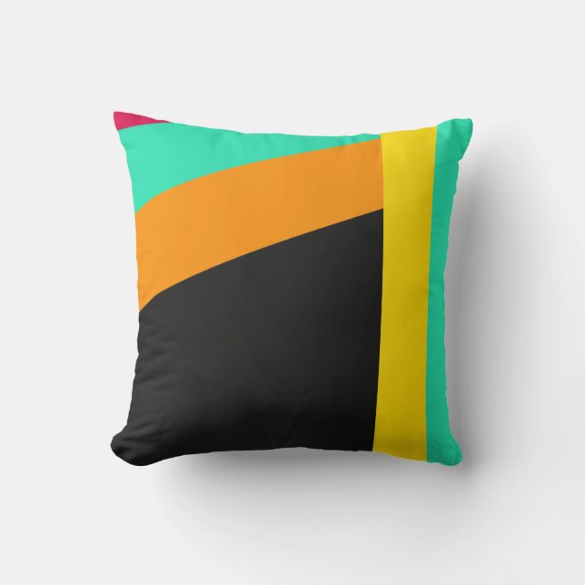 Colorful modern stripes pattern throw pillow (Front)