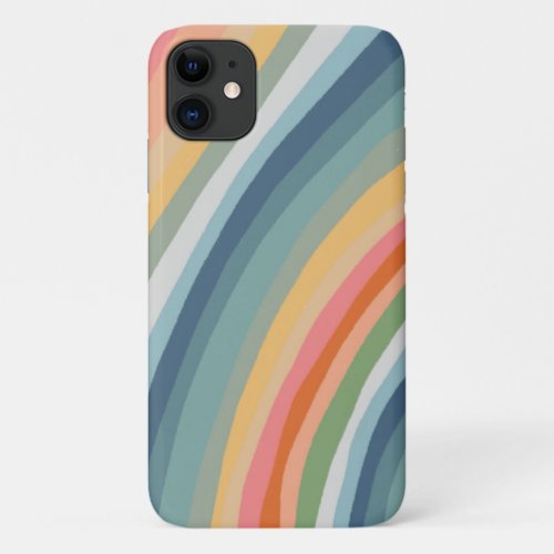 Colorful Modern Stripes Waves Lines Hand Drawn iPhone 11 Case
