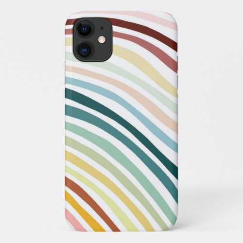 Colorful Modern Stripes Waves Lines Hand Drawn iPhone 11 Case