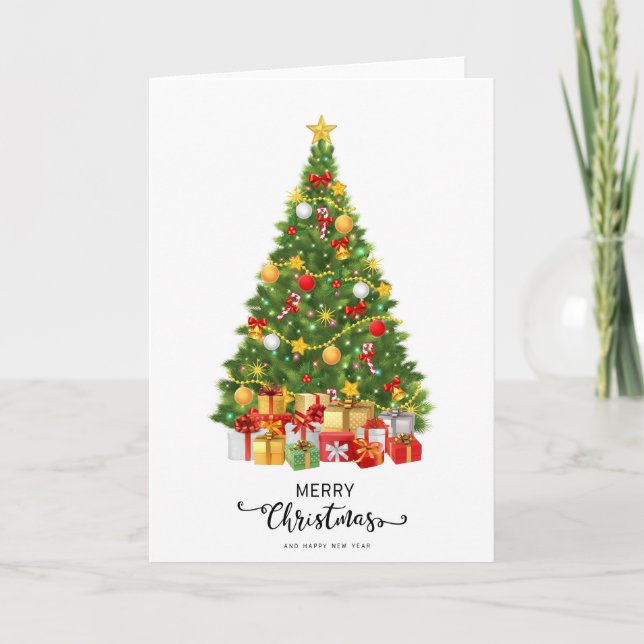 Colorful Modern Stylish Merry Christmas Holiday  Card (Front)