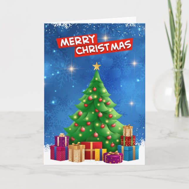 Colorful Modern Stylish Merry Christmas Holiday  Card (Front)