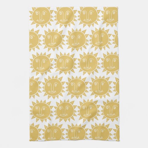 Colorful Modern Suns Yellow Pattern Kitchen Towel