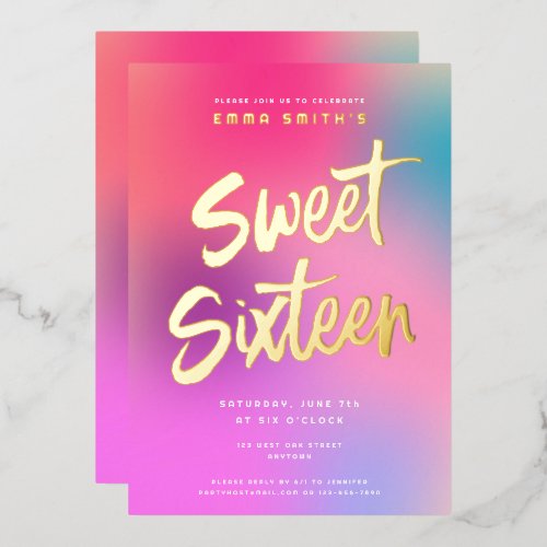 Colorful Modern Sweet Sixteen Birthday Party Gold