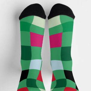 Colorful Modern Tartan Plaid Holiday Christmas Socks