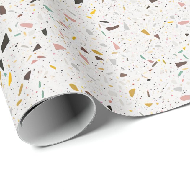 Colorful Modern Terrazzo Texture Pattern Wrapping Paper (Roll Corner)