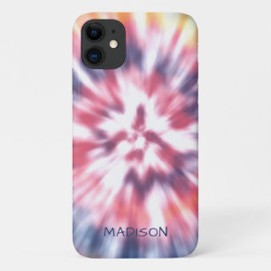 Colorful Modern Tie Dye Pattern Personalized Name iPhone 11 Case
