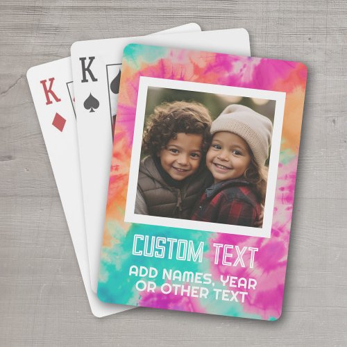 Colorful Modern Tie Dye _ Photo and Text Playing Cards