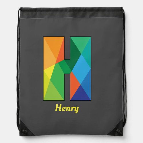 Colorful Modern  traditional Monogram  Drawstring Bag
