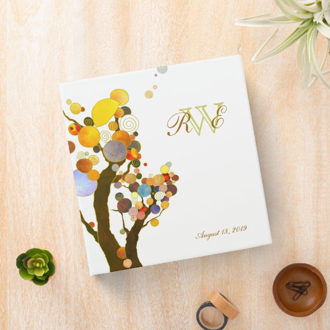 Colorful Modern Trees Wedding Planner Binder (In Situ)