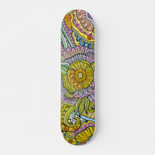 Colorful Modern Trendy Abstract Floral Pattern Skateboard