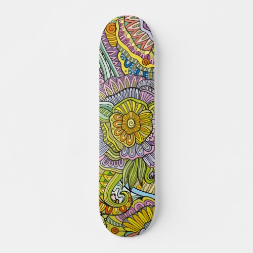 Colorful Modern Trendy Abstract Floral Pattern Skateboard