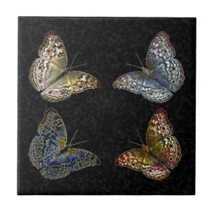 Colorful Modern Trendy Colors Butterflies Drawing Tile