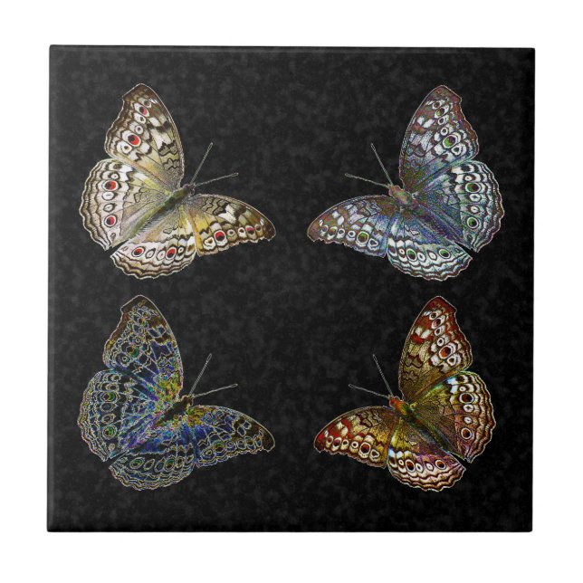 Colorful Modern Trendy Colors Butterflies Drawing Tile (Front)