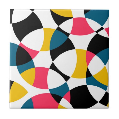 Colorful modern trendy cool circular graphic ceramic tile