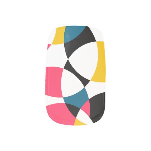 Colorful modern trendy cool circular graphic minx nail art