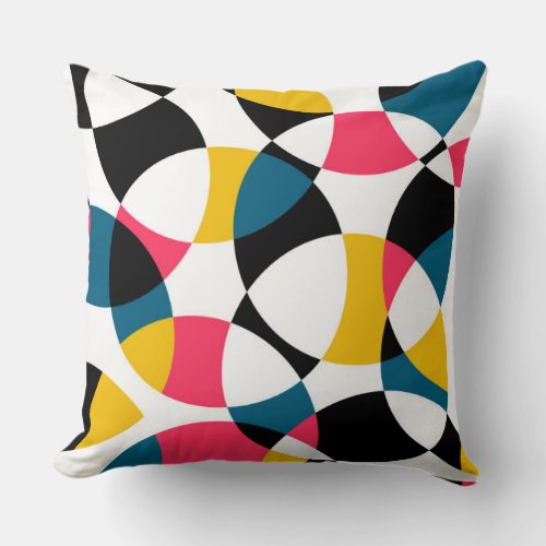 Colorful modern trendy cool circular graphic throw pillow