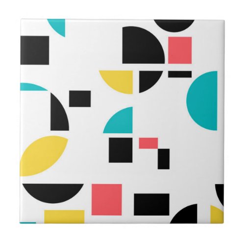 Colorful modern trendy fun cheerful geometric ceramic tile