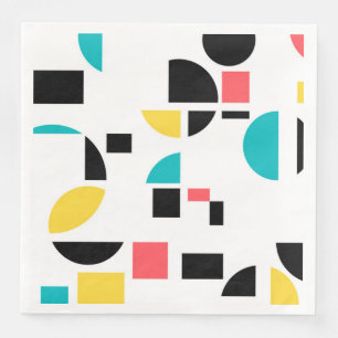 Colorful, modern, trendy, fun, cheerful geometric paper dinner napkins