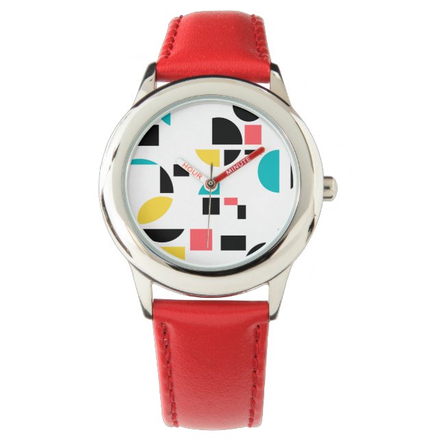 Colorful, modern, trendy, fun, cheerful geometric watch (Front)