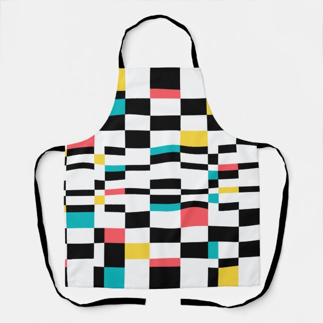 Colorful, modern, trendy, fun geometric pattern apron (Front)