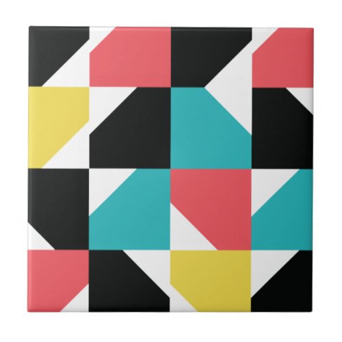 Colorful modern trendy fun geometric pattern ceramic tile