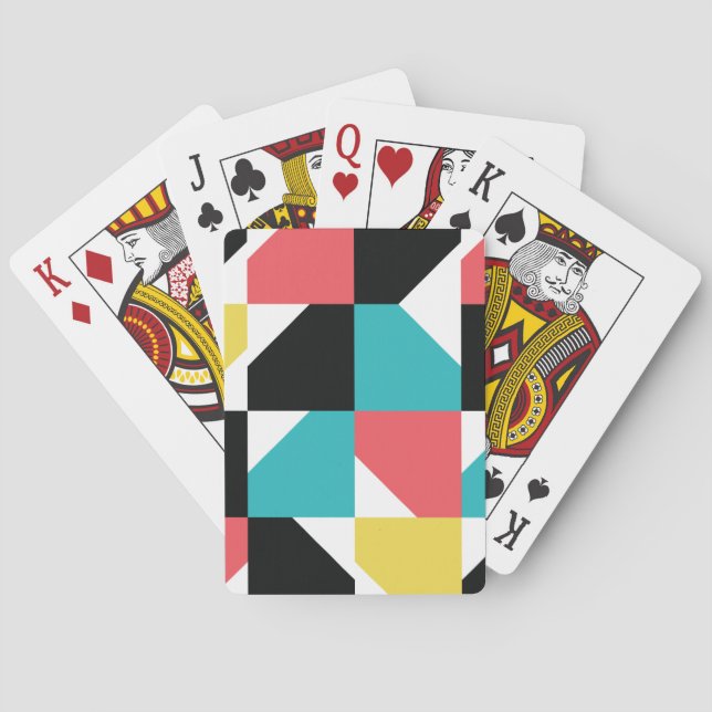 Colorful, modern, trendy, fun geometric pattern poker cards (Back)