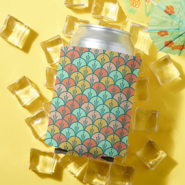 Colorful Modern Trendy Geometric Fish Scale Can Cooler (In Situ Summer)