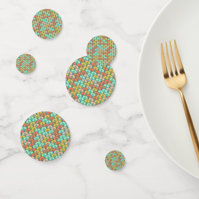 Colorful Modern Trendy Geometric Fish Scale Confetti (Group)