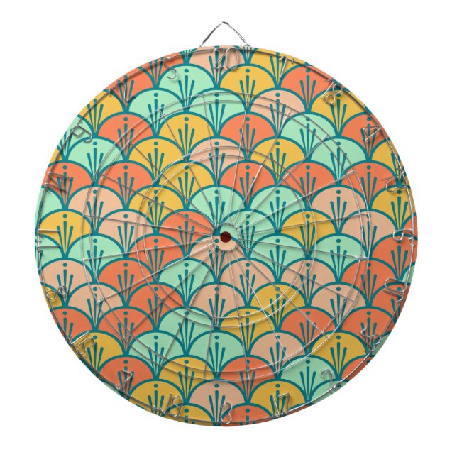 Colorful Modern Trendy Geometric Fish Scale Dart Board (Front)