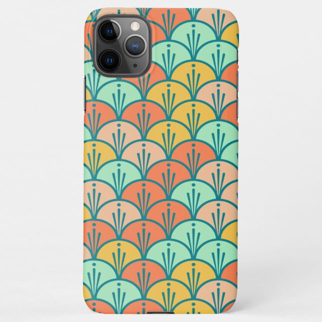 Colorful Modern Trendy Geometric Fish Scale iPhone Case (Back)