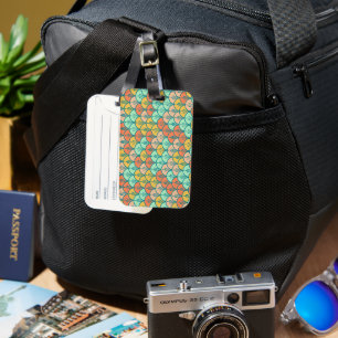 Colorful Modern Trendy Geometric Fish Scale Luggage Tag