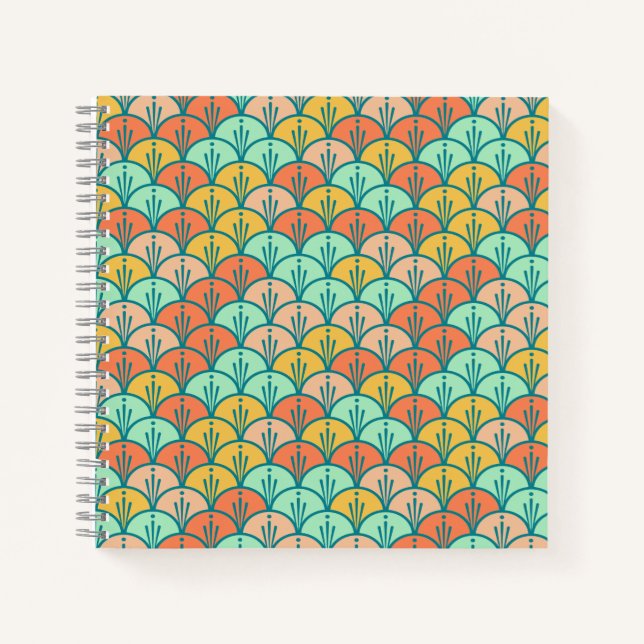 Colorful Modern Trendy Geometric Fish Scale Notebook (Front)